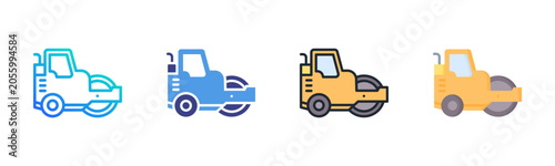 Road Roller Icon Set Multiple Style Collection