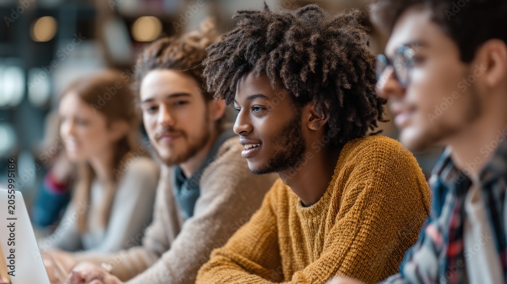 Obraz premium Diverse group of students studying together
