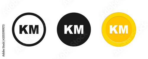 Cuadro en lienzo Bosnia and Herzegovina Convertible Mark Currency Symbol and Coin Icon Set