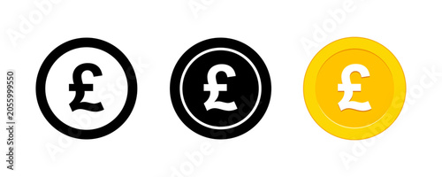 Foto British Pound Sterling Currency Sign Icon Set