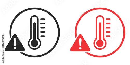 Fotografie High Temperature Warning Icon, Simple Heat Alert Symbol Vector Illustration for