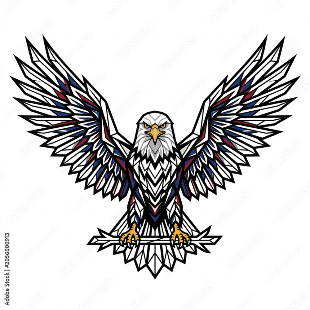 Fototapeta premium Majestic bald eagle with outstretched wings and sharp talons.
