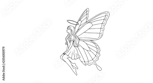 Fotografie Fairy with large beautiful wings flying.