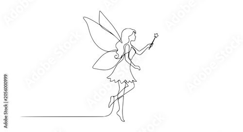 Konstfotografi Fairy with wand and wings flying 1.