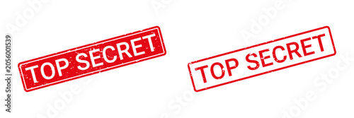Red Top Secret ink stamp with grunge texture vector stock illustration