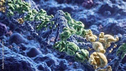 Dna double helix with proteins molecular biology genetic science