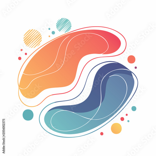 Abstract Fluid Shapes with Gradient Colors and Lines
