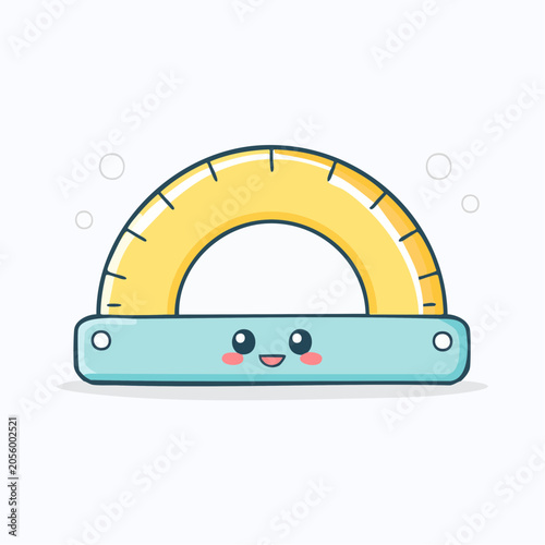Cute Cartoon Protractor Character