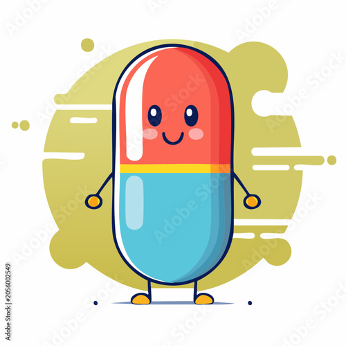 Cute Cartoon Pill Character
