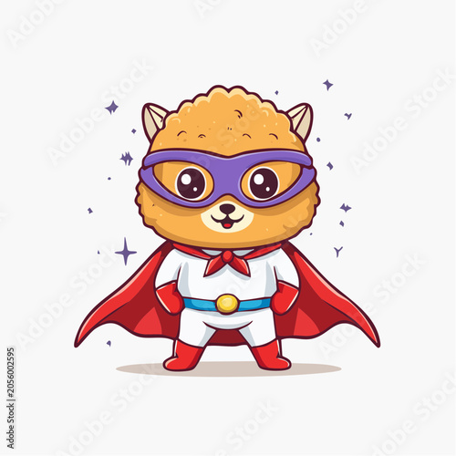 Cute Pomeranian Dog Superhero Cartoon Character