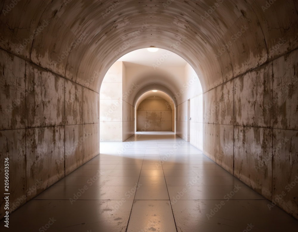 Fototapeta premium Serene Modern Corridor with Soft Lighting and Reflective Floor