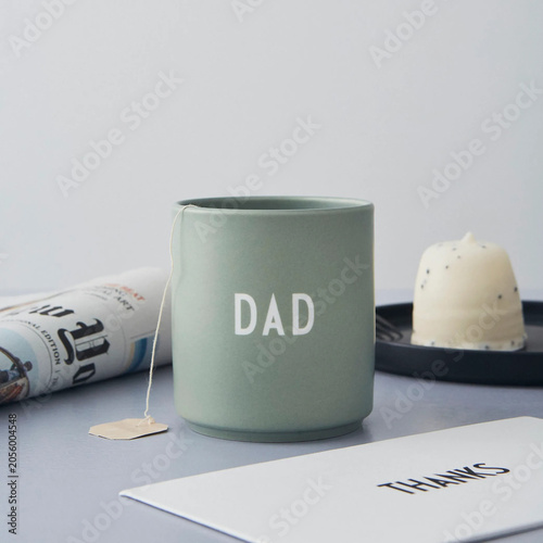 Father’s Day mug with tea and greeting card
