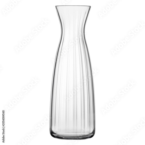 Minimal ribbed glass carafe isolated on white background