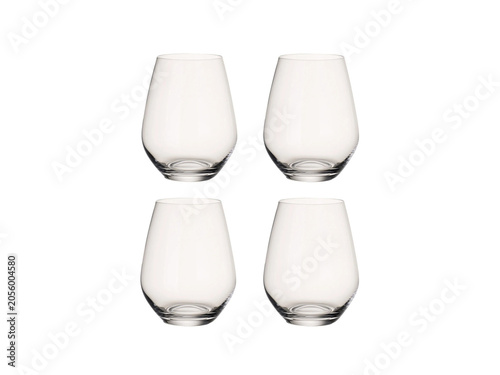 Stemless drinking glasses set isolated on background