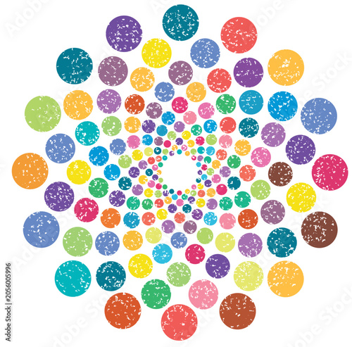 seamless pattern with grunge colorful circles flower