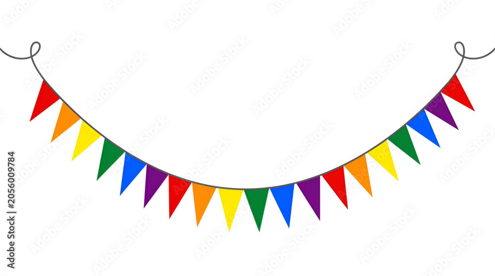 Fototapeta premium Rainbow triangle bunting flag garland for party decoration with triangle decoration celebration colorful