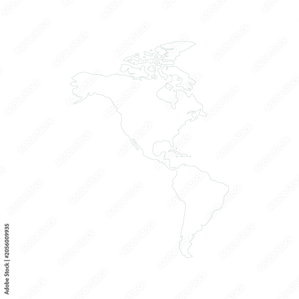 Obraz premium Dotted map of north and south america continents on white background