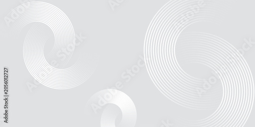 Obraz na plátně Abstract white glowing geometric lines on gray background