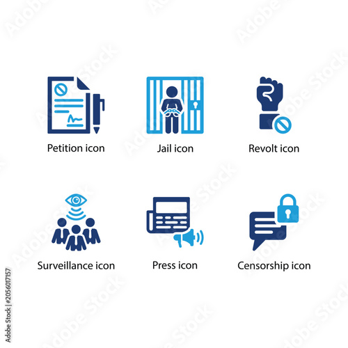 Cuadro en lienzo Petition, Jail, Revolt, Surveillance, Press, Censorship, icon