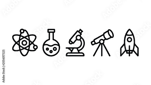 Science equipment and symbols in a minimalistic setting