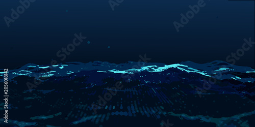Bilde på lerret Blue Wave Pattern With Gradient Digital Illustration