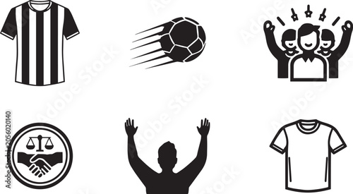 Valokuva Soccer Team, Fan Celebration, and Legal Agreement Icons Set