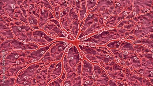 Microscopic vascular network cellular activity medical concept
