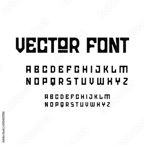 Modern techno vector font design with alphabet letters and typography