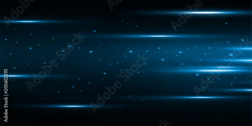 Tableau sur toile Abstract digital blue lines and dots pattern with motion blur effect