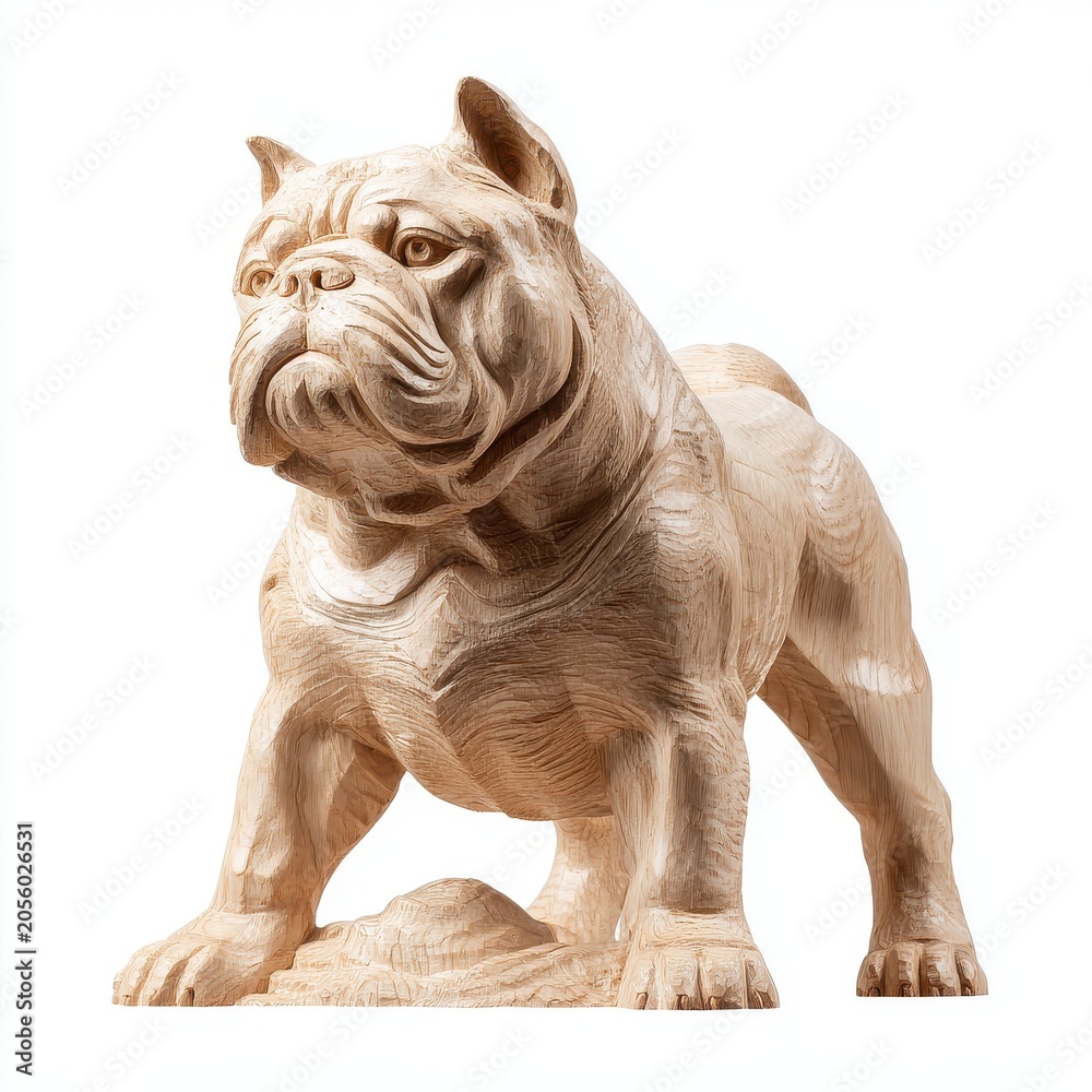 Obraz premium Stone Sculpture Of A Bulldog On A White Background