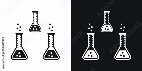 Bild auf Leinwand Erlenmeyer flask icons black and white dual tone graphic style