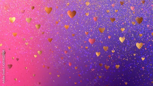 Colorful and Sparkling Background with Glitter Hearts for Romantic and Celebratory Themes