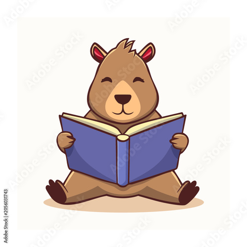 Cartoon brown bear sitting front view