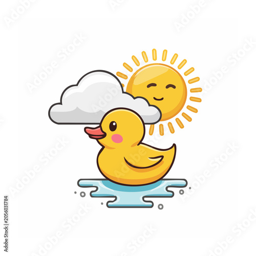 Cartoon smiling cloud with rainbow