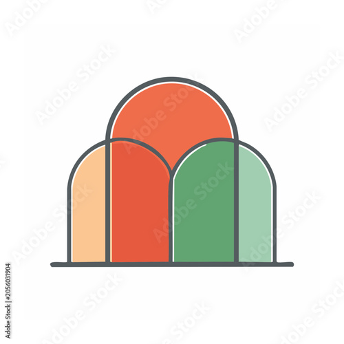 Flat design bar chart with five colored bars