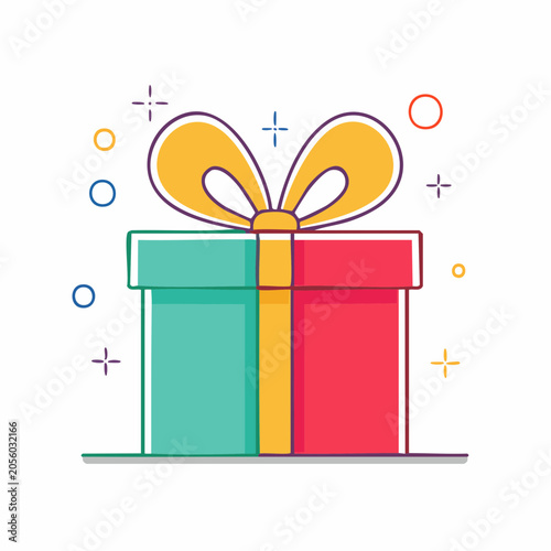 Gift Box with Ribbon and Sparkles