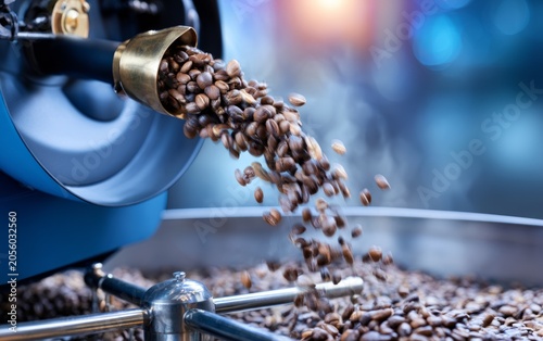 Coffee Beans Roasting Machine in Action for Fresh Brewed Coffee
