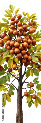 Chestnut tree vector isolated on white background, landscape, serene