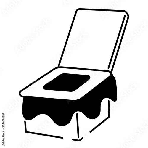 災害時に使える簡易トイレの線画イラスト