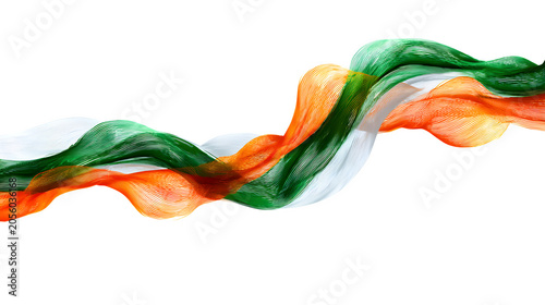 Indian flag colors flowing ribbon isolated on transparent background