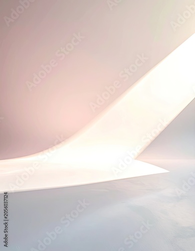 A minimalist interior with soft lighting and smooth curves.