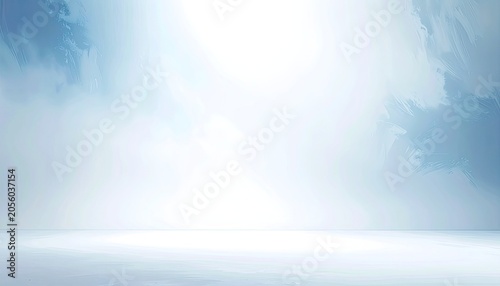 An abstract blue and white background with textured strokes and a bright center.