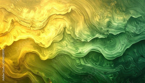 Swirling abstract patterns in yellow and green hues, resembling natural formations.