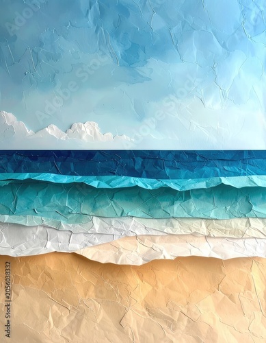 Textured Beach and Ocean Landscape Artwork