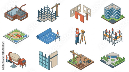 Canvas Print Construction Stages and Urban Development Process.