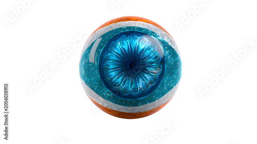 Blue eye iris with orange and white rings isolated on transparent background