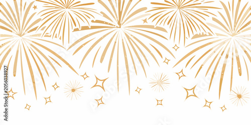 Bild auf Leinwand Gold fireworks vector illustration with starbursts and scattered sparkles
