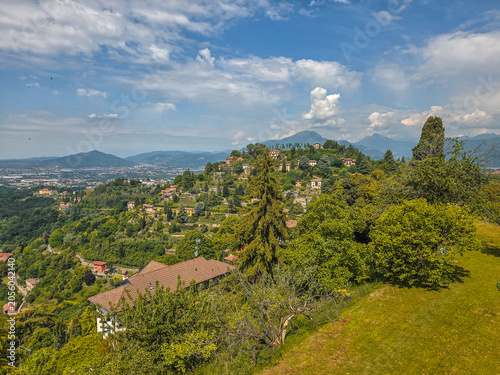 Architecture of the small town of Bergamo in Italy.