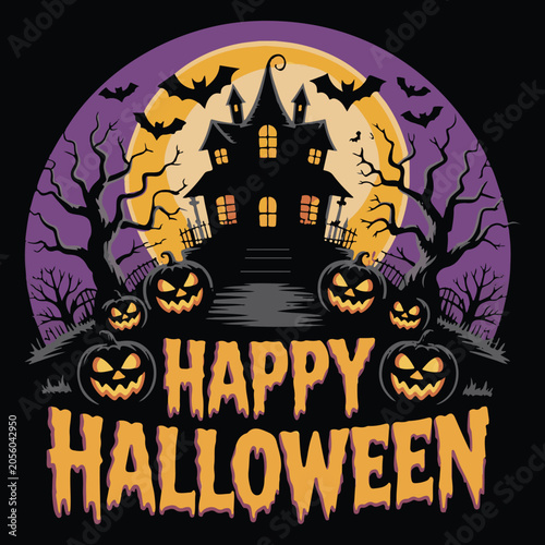 Happy Halloween T shirt design illustrator vector .