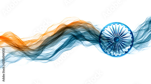 Indian flag colors with Ashoka Chakra isolated on transparent background